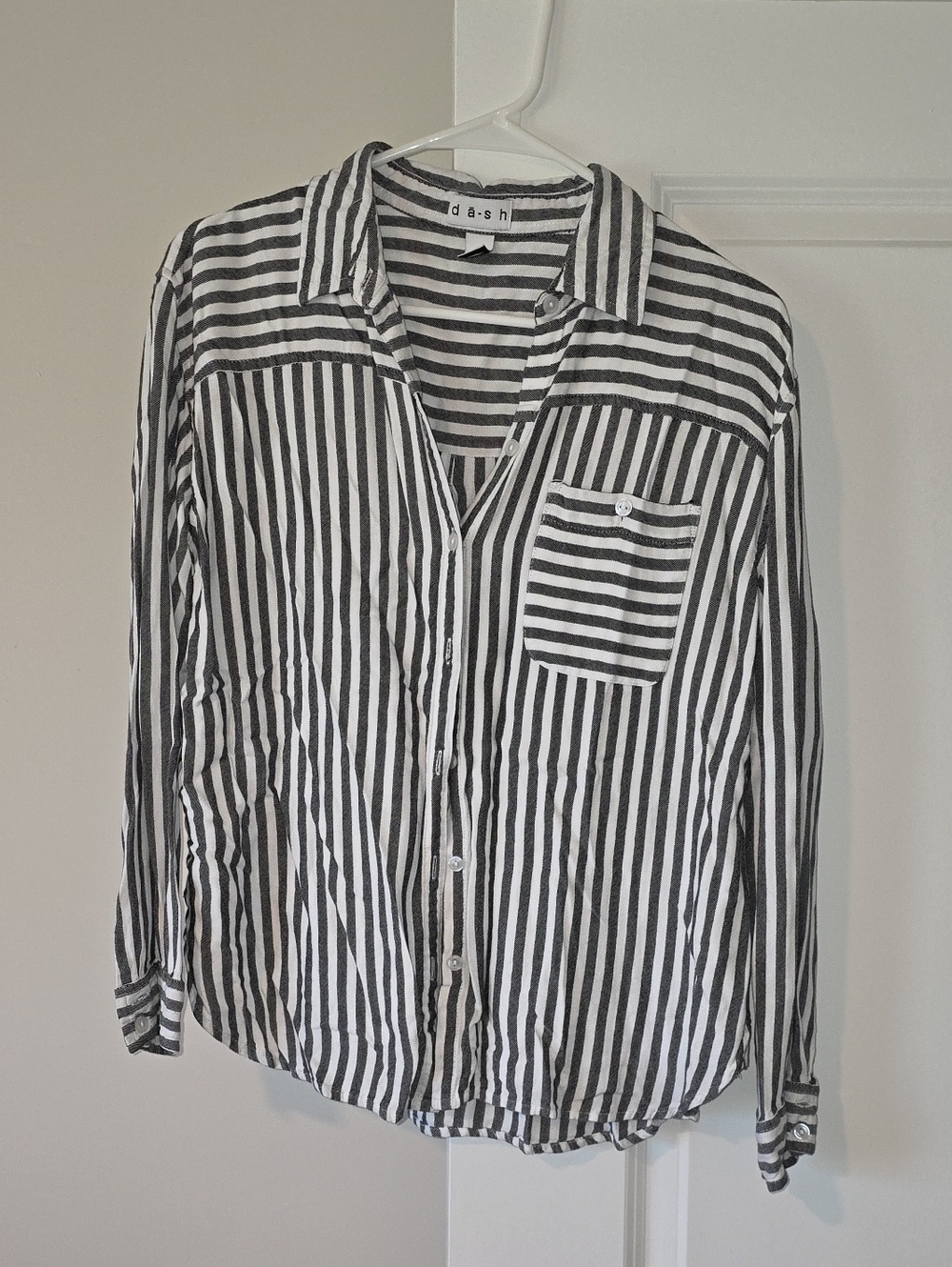 Dash Black & White Striped Button-Down Shirt